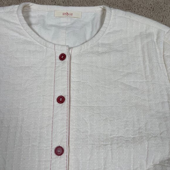 Itbit Jacket Womens L Beige Muslin Natural Fiber Bohemian Artsy Hippie Blazer - Picture 8 of 9